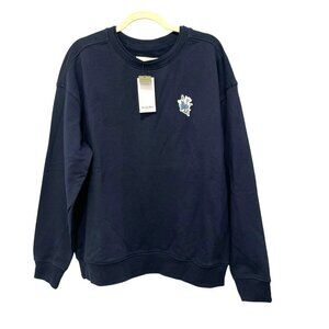 NWT Goodfellow & Co Relaxed Fit Navy Sweatshirt Floral Embroidery Large